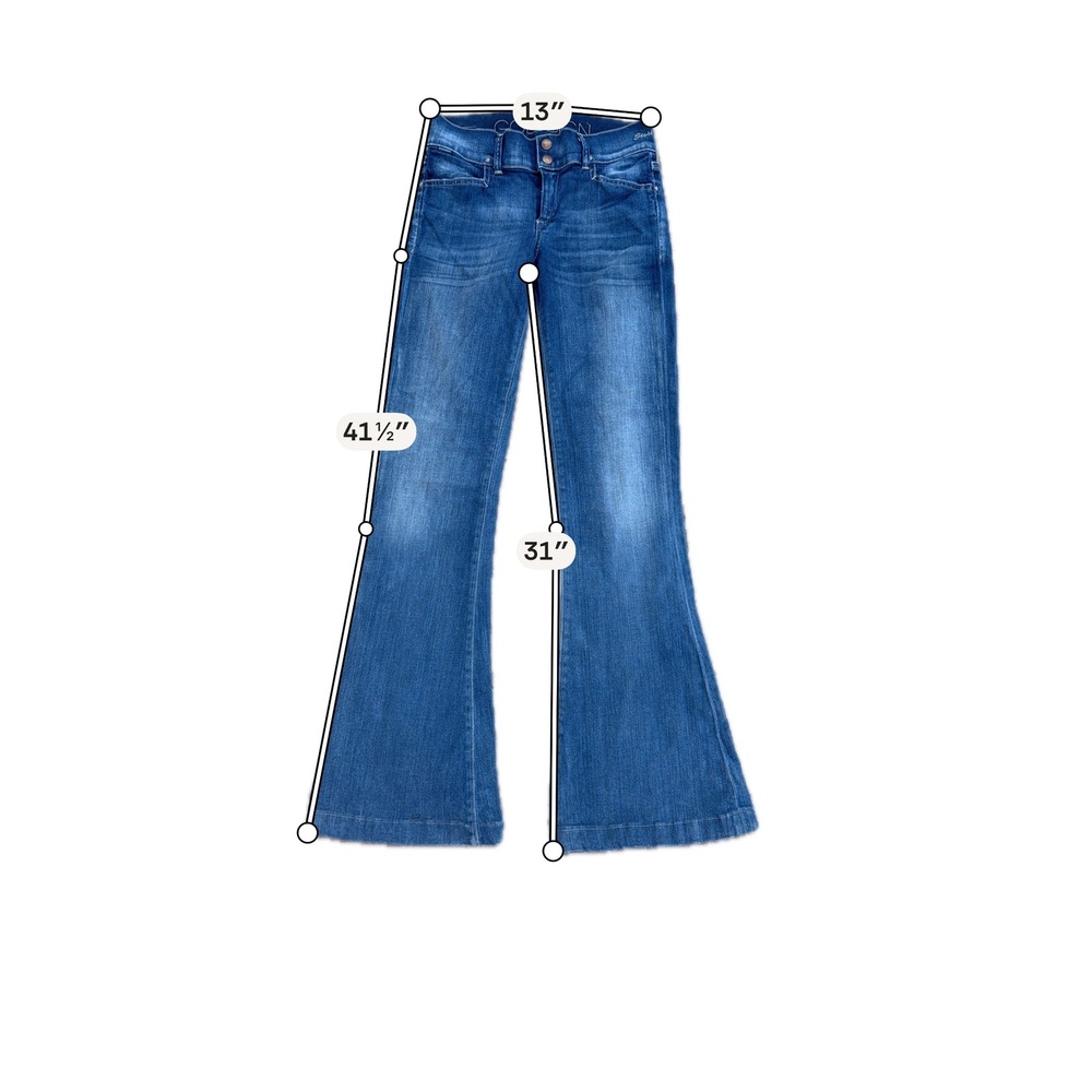 Goldsign Sissi Flare Jeans Medium Wash Double Button Wide Leg Denim Made in USA - Picture 13 of 13